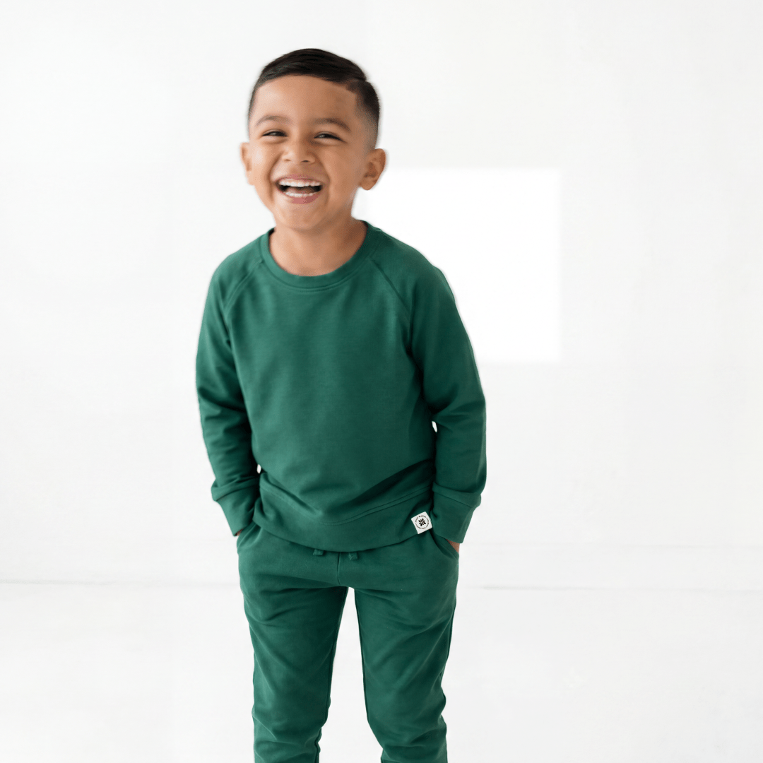 Alpine Green Crew Neck Jogger Set — Sweet Bamboo