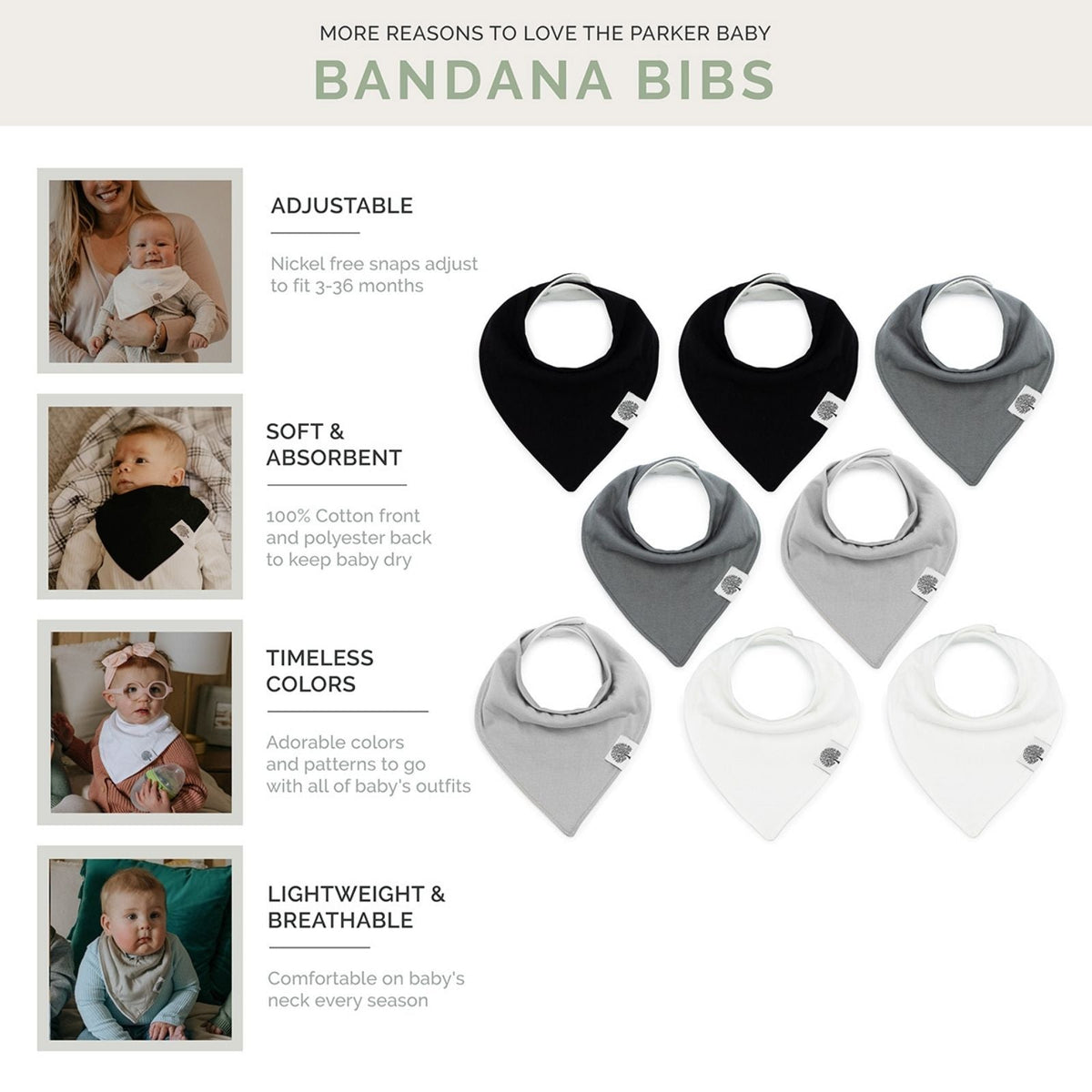 Basics Bandana Bib Set (8 pack) — Parker Baby Co.