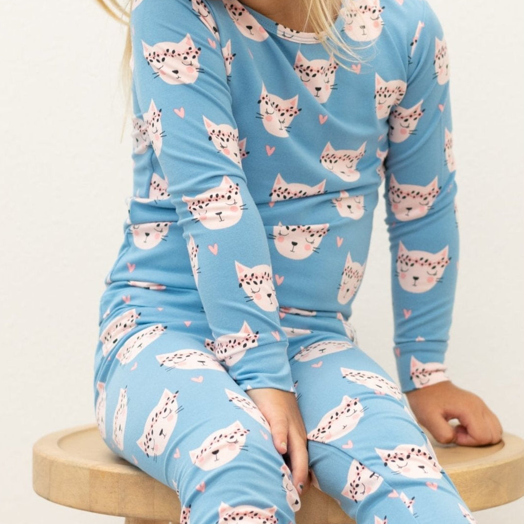 Pretty Pink Cat Big Kid Pajama — Sweet Bamboo