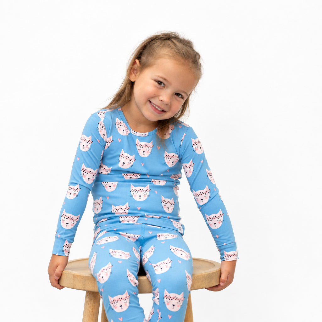 Pretty Pink Cat Big Kid Pajama — Sweet Bamboo