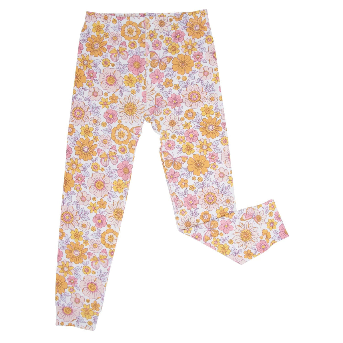 Retro Vintage Flowers Big Kid Pajama Set — Sweet Bamboo