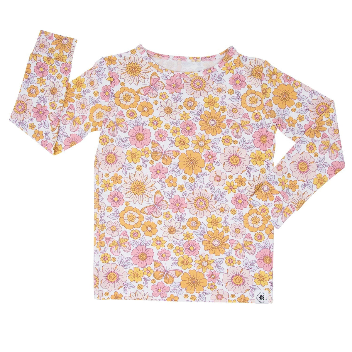 Retro Vintage Flowers Big Kid Pajama Set — Sweet Bamboo