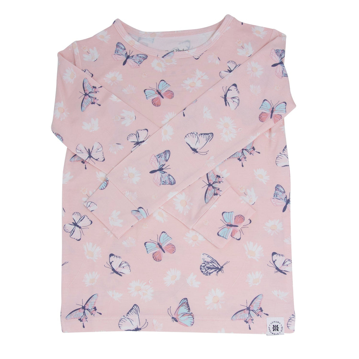Pink Butterfly Daisy Bamboo Big Kid Pajama Set — Sweet Bamboo