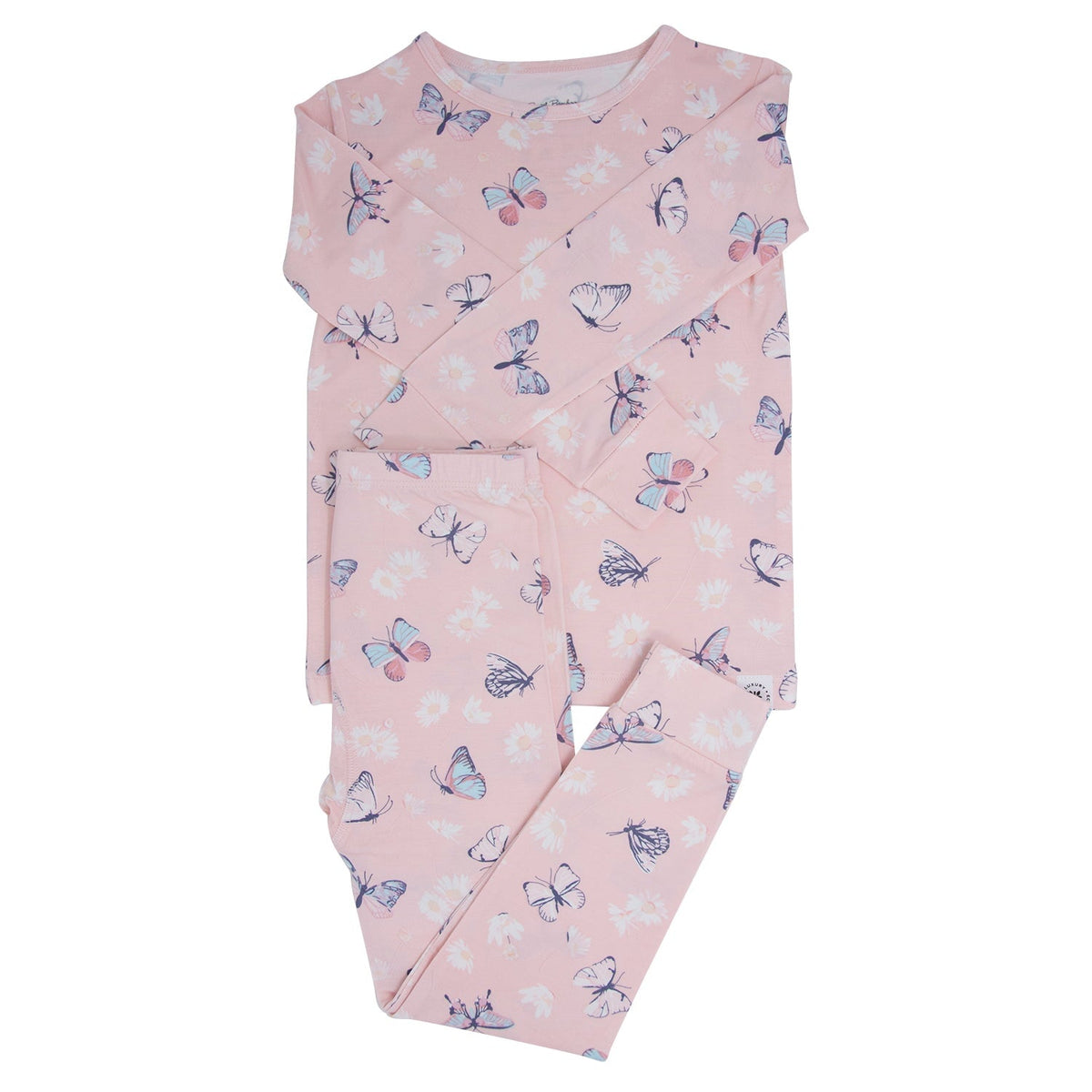 Pink Butterfly Daisy Bamboo Big Kid Pajama Set — Sweet Bamboo