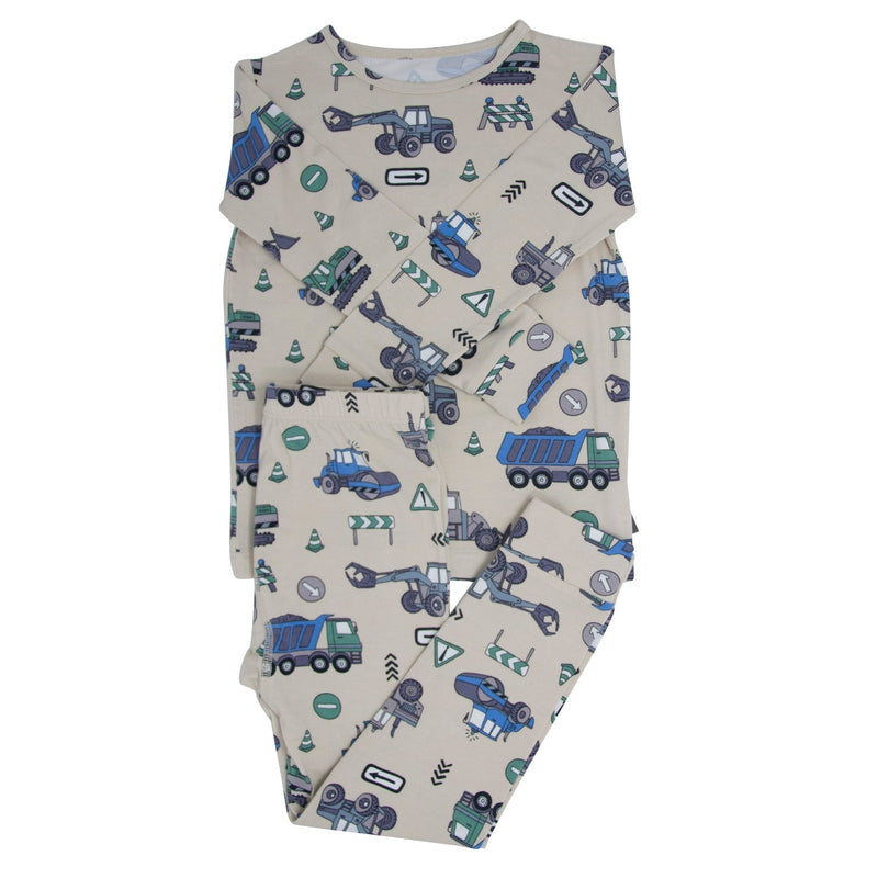 Trucks Diggers Construction Big Kid Pajama — Sweet Bamboo