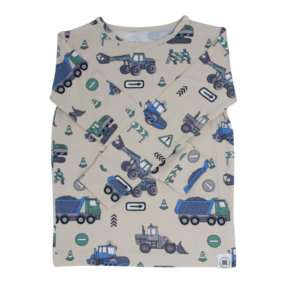 Trucks Diggers Construction Big Kid Pajama — Sweet Bamboo