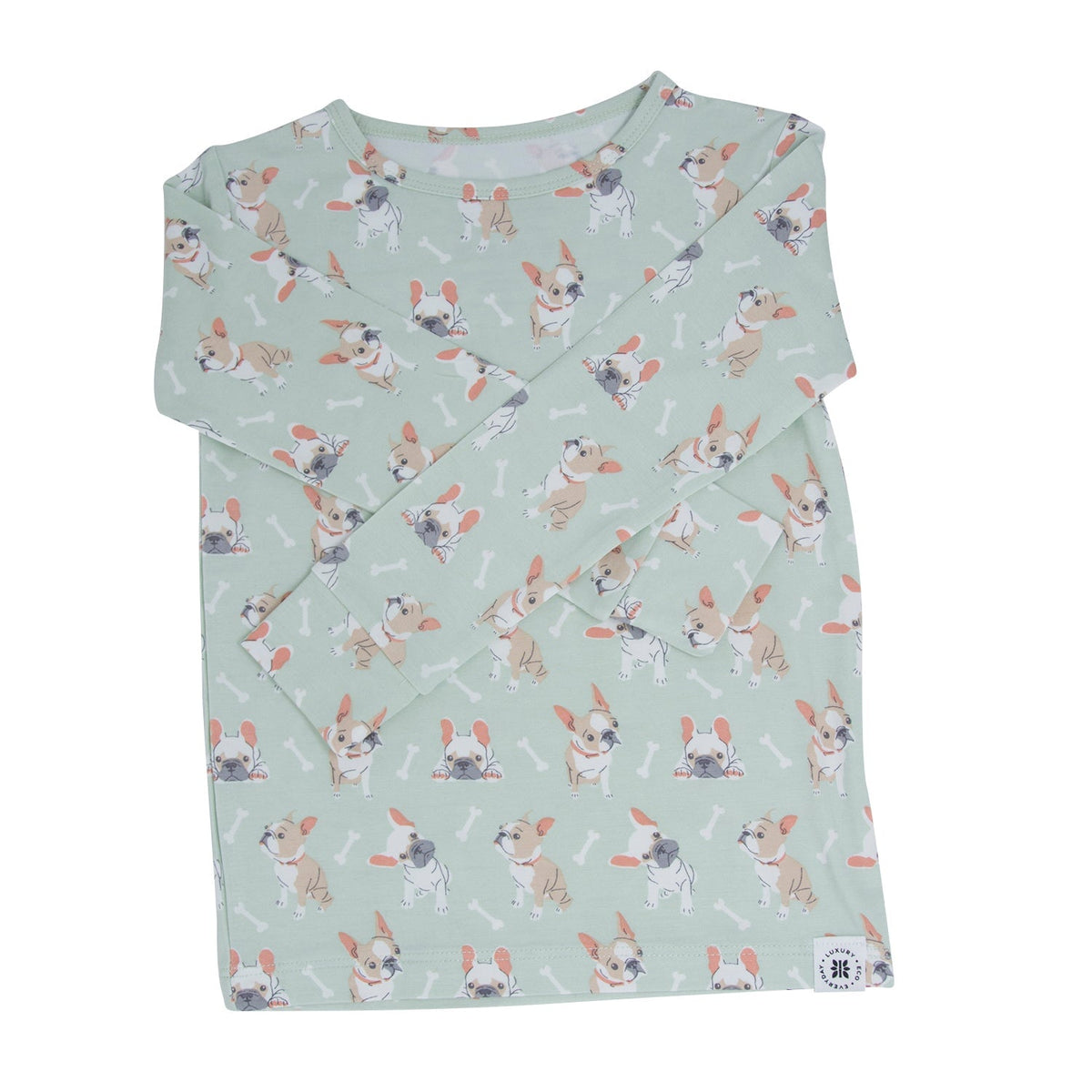 Mint Frenchie Puppy Big Kid Pajama — Sweet Bamboo