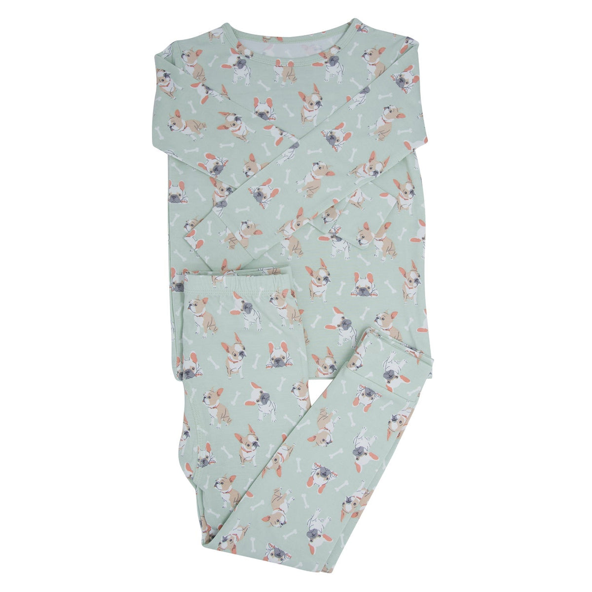 Mint Frenchie Puppy Big Kid Pajama — Sweet Bamboo