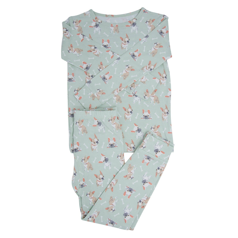 Mint Frenchie Puppy Big Kid Pajama — Sweet Bamboo