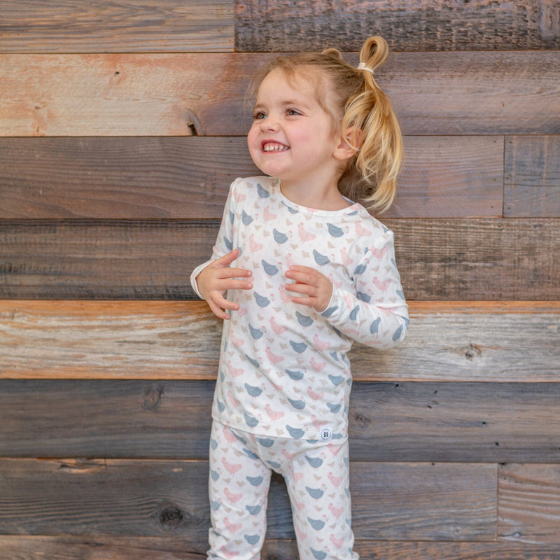 Pink Farm Hens Bamboo Big Kid Pajama — Sweet Bamboo