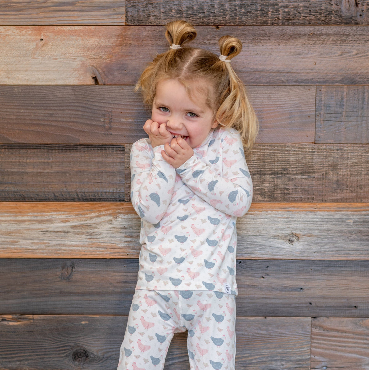 Pink Farm Hens Bamboo Big Kid Pajama — Sweet Bamboo