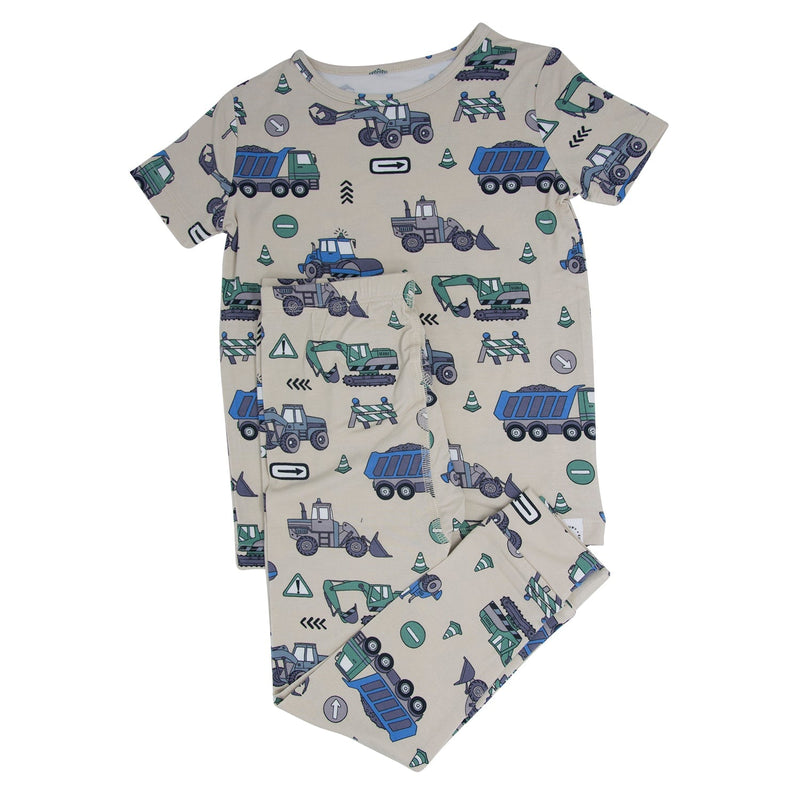 Trucks Diggers Construction Big Kid Pajama S/S — Sweet Bamboo