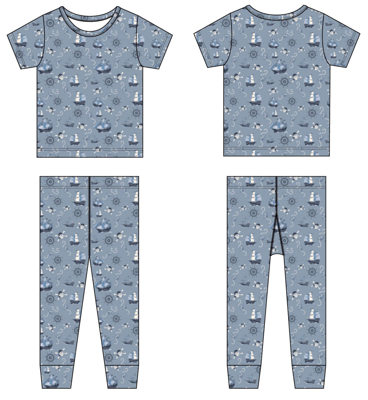 Pirate Ships Big Kid Pajama S/S — Sweet Bamboo