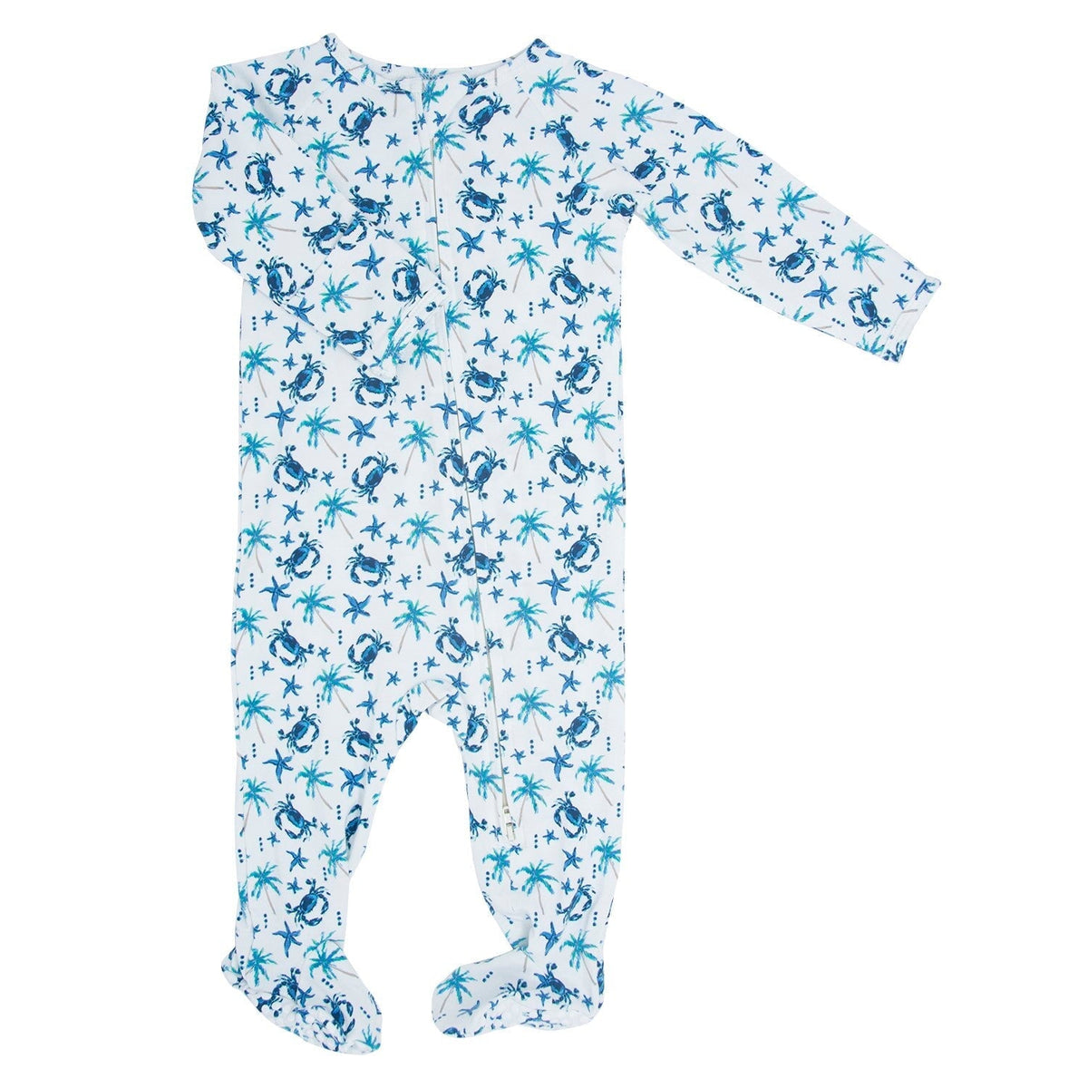 Blue Crabs Zipper Footie — Sweet Bamboo