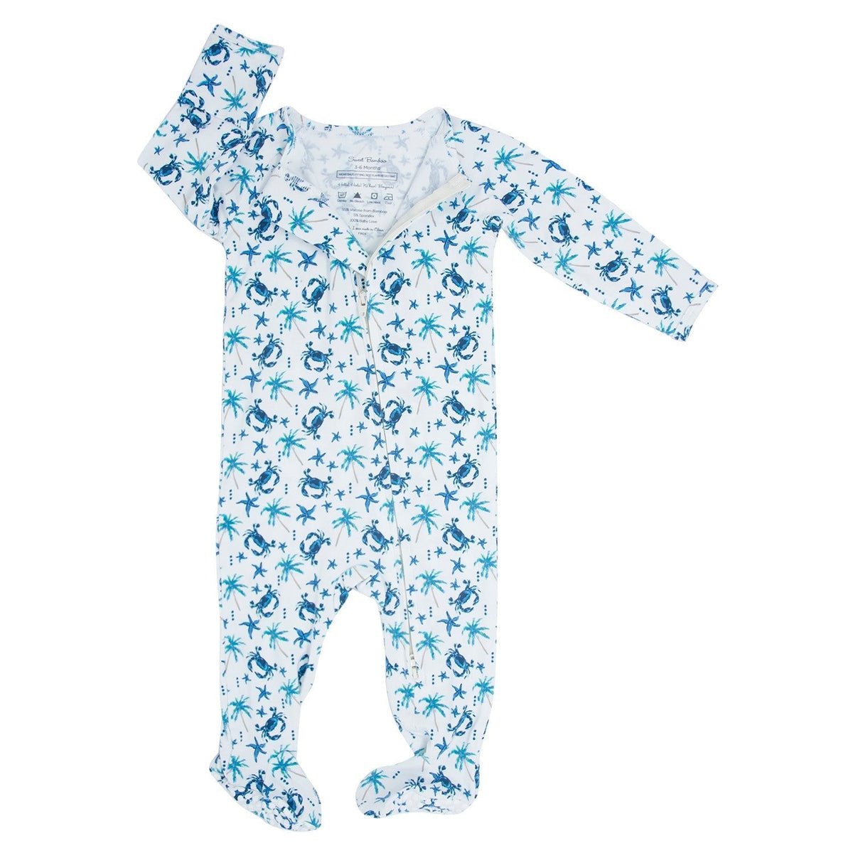Blue Crabs Zipper Footie — Sweet Bamboo