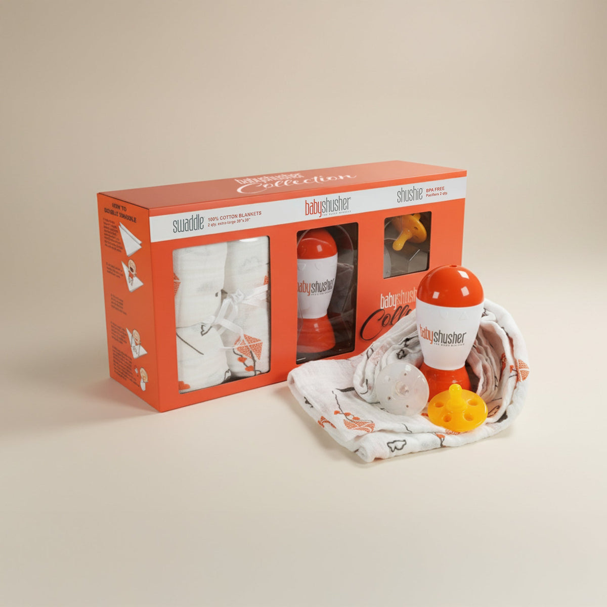 Baby Shusher Collection Gift Set – Sound Machine, Silicone Pacifiers & Muslin Swaddles for Newborns — Shusher