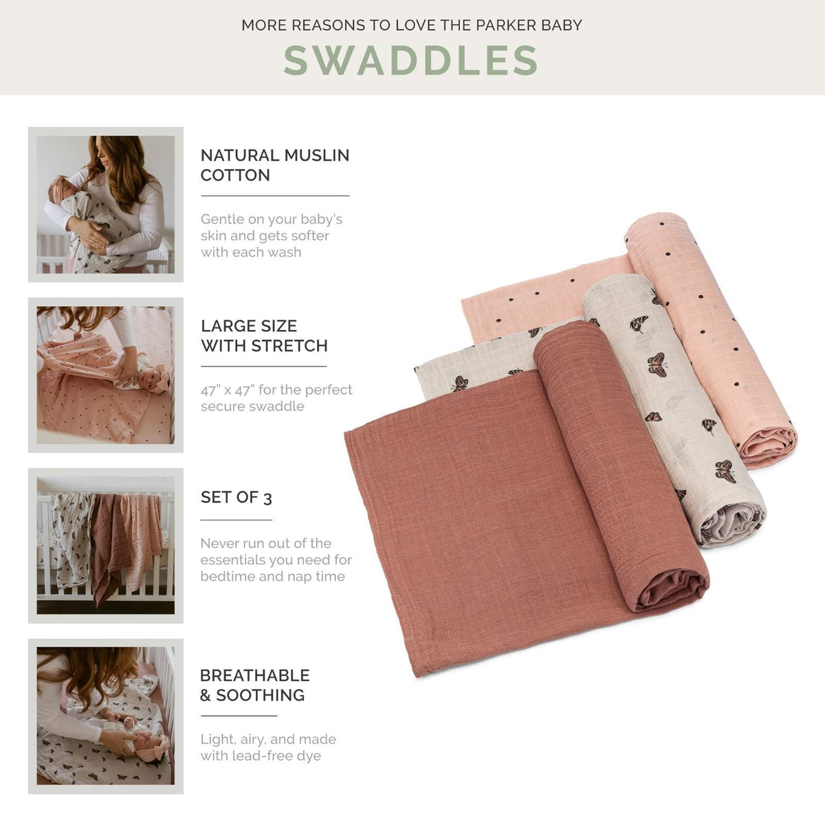 Rosewood Swaddle Set — Parker Baby Co.