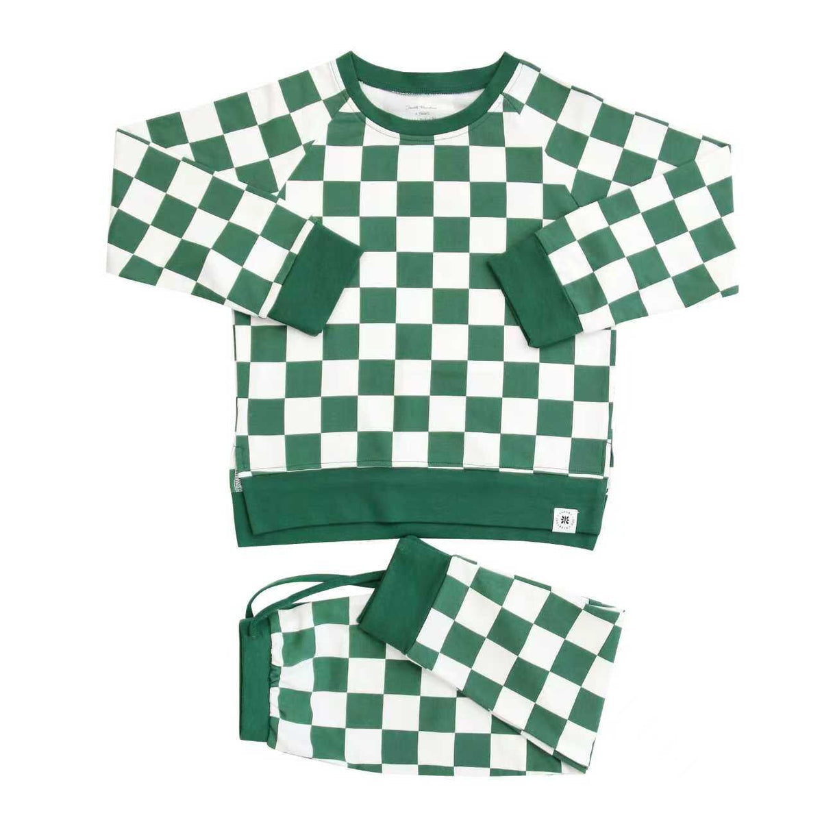 Checker Greatest Green Crew Neck Jogger Set — Sweet Bamboo