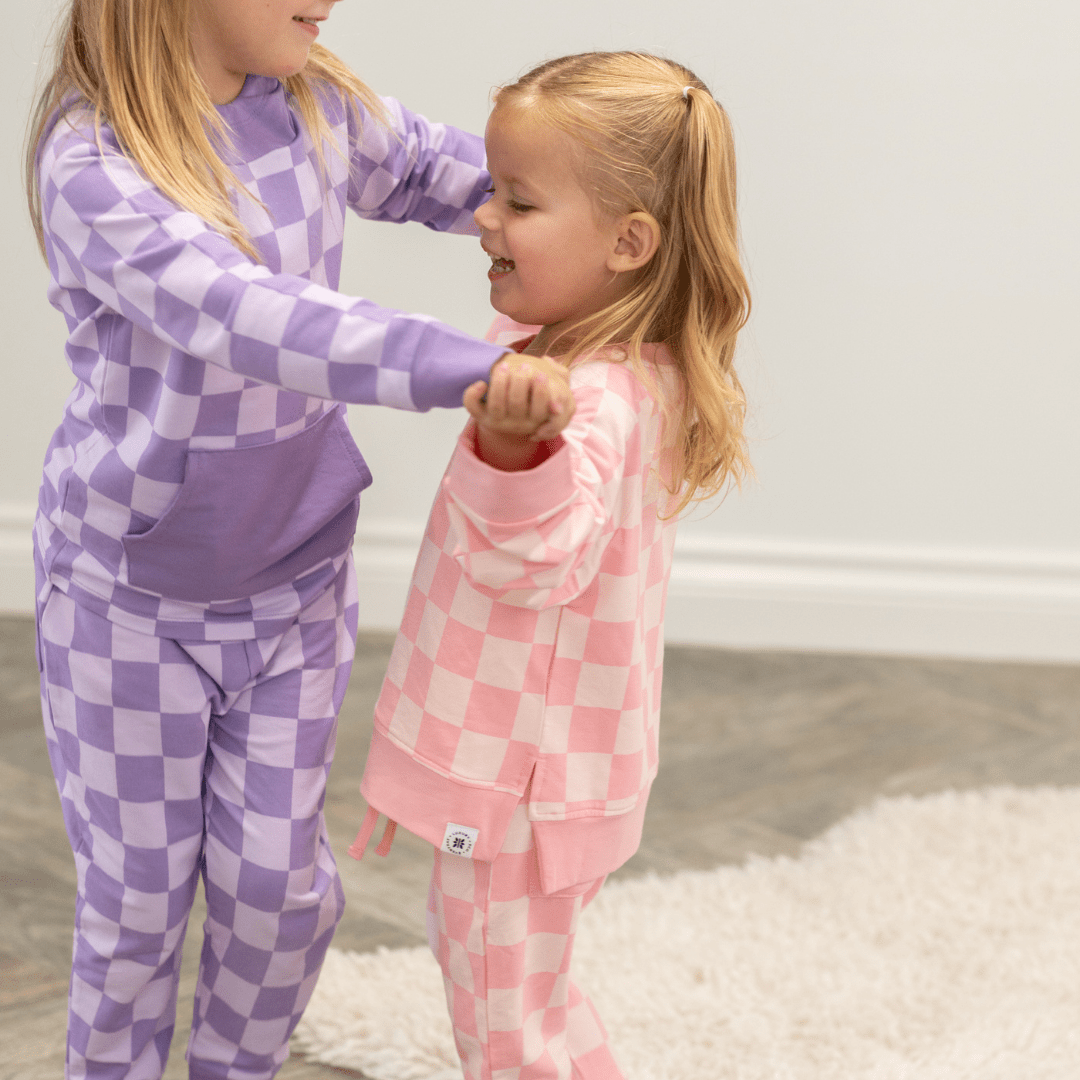 Checker Purple Haze Crew Neck Jogger Set — Sweet Bamboo