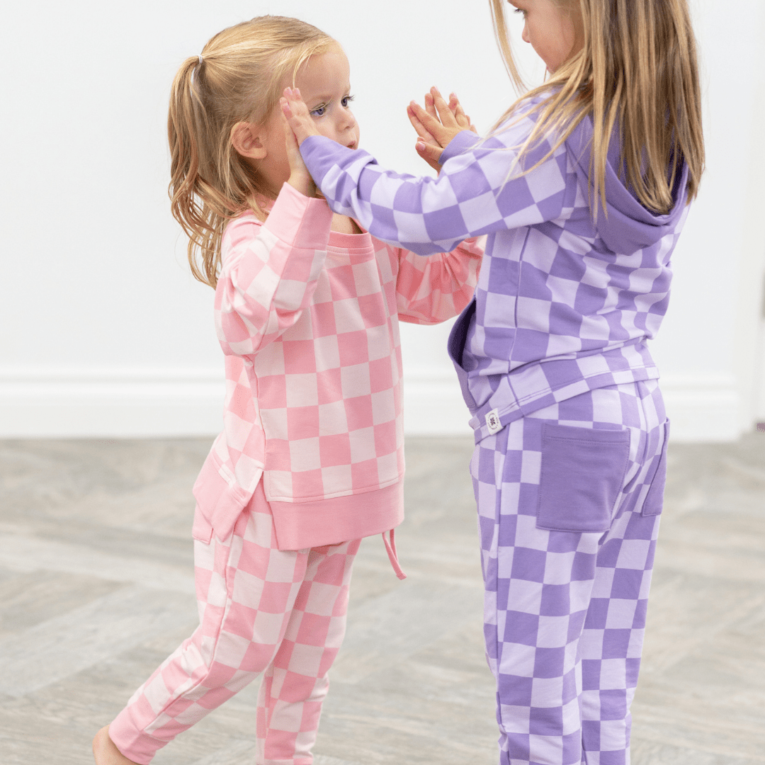 Checker Purple Haze Crew Neck Jogger Set — Sweet Bamboo