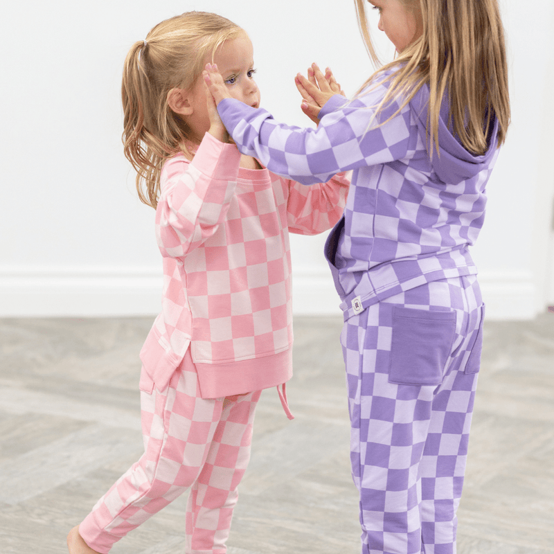 Checker Purple Haze Crew Neck Jogger Set — Sweet Bamboo