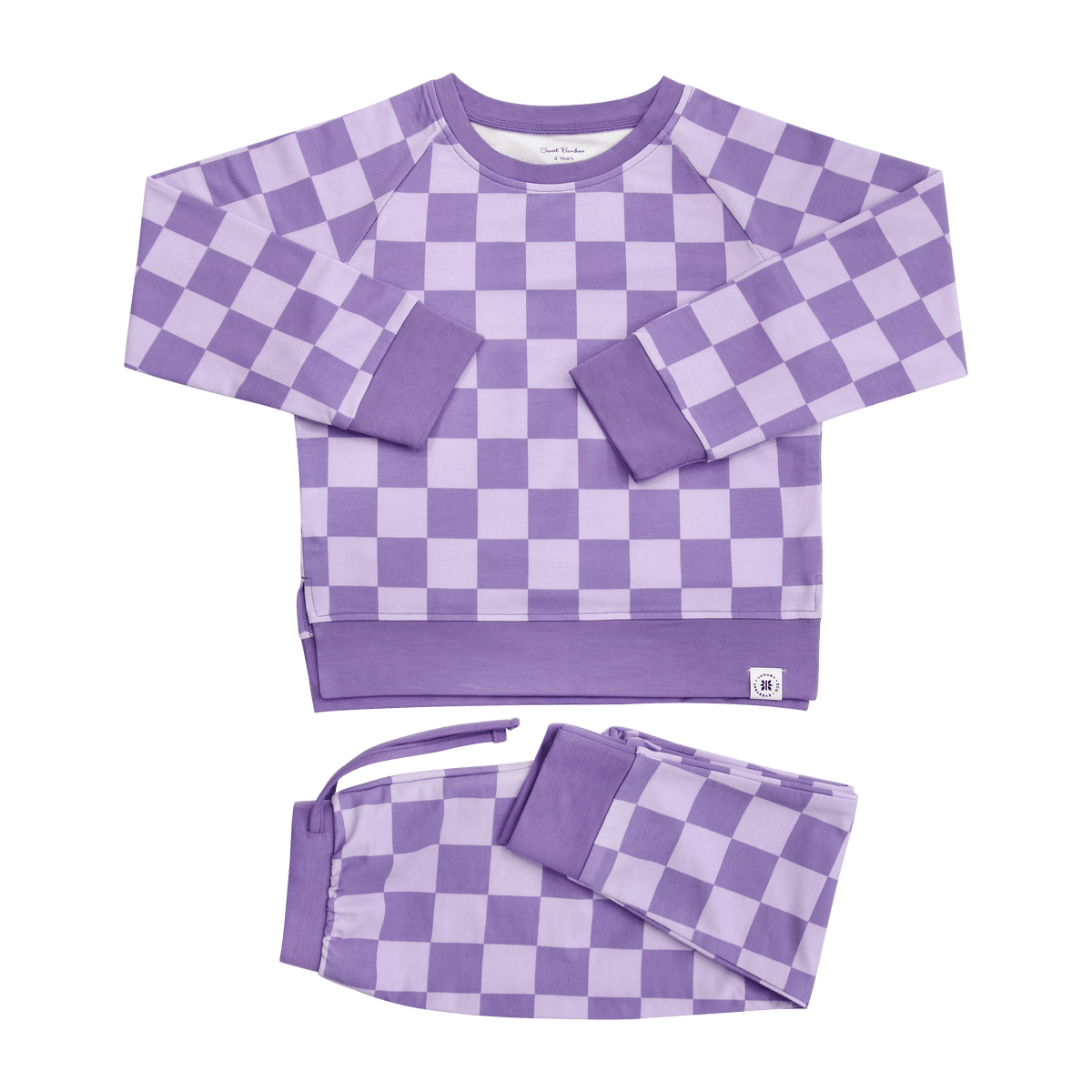 Checker Purple Haze Crew Neck Jogger Set — Sweet Bamboo