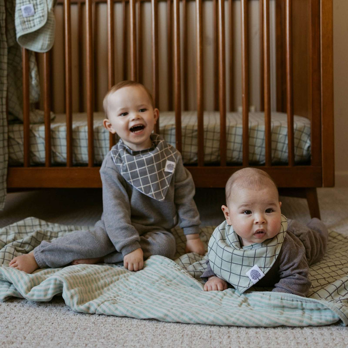Sage Windowpane Quilt — Parker Baby Co.