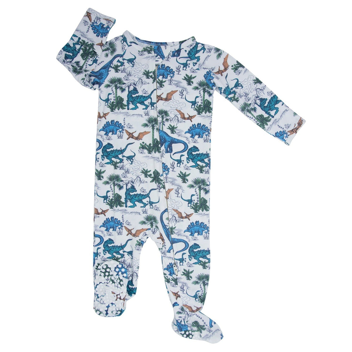 Dinosaur Adventures Zipper Footie — Sweet Bamboo