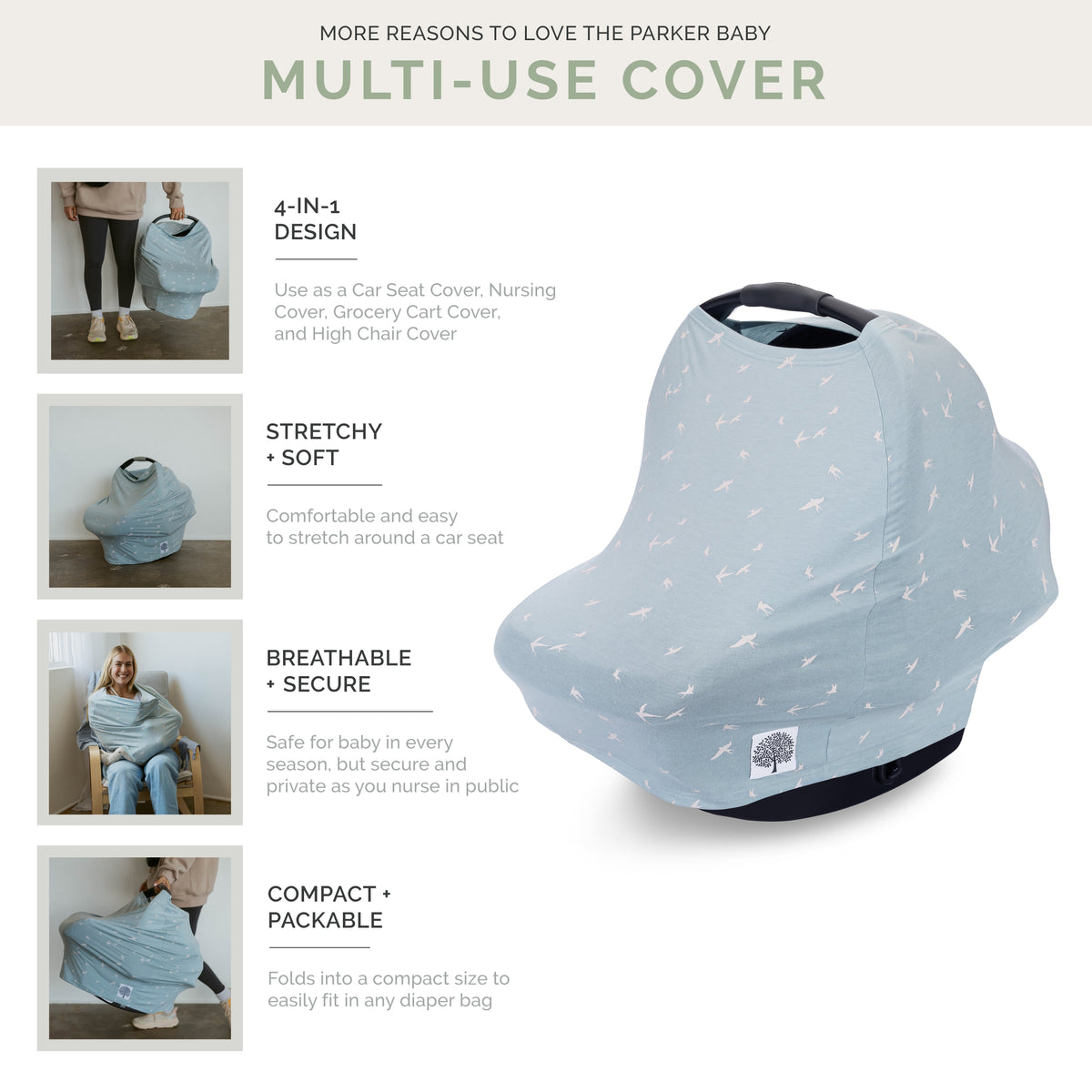 Multi-use Cover, Stormy Blue Checker — Parker Baby Co.