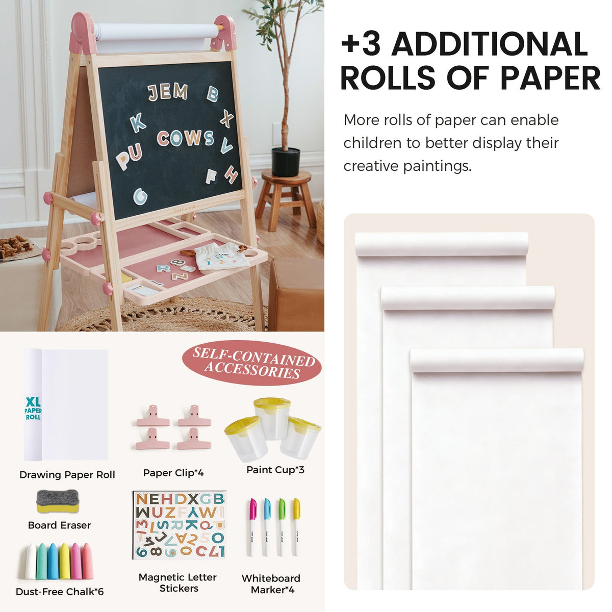 Tiny Land® Pink Magnitales Easel & Paper Roll Set — Tiny Land