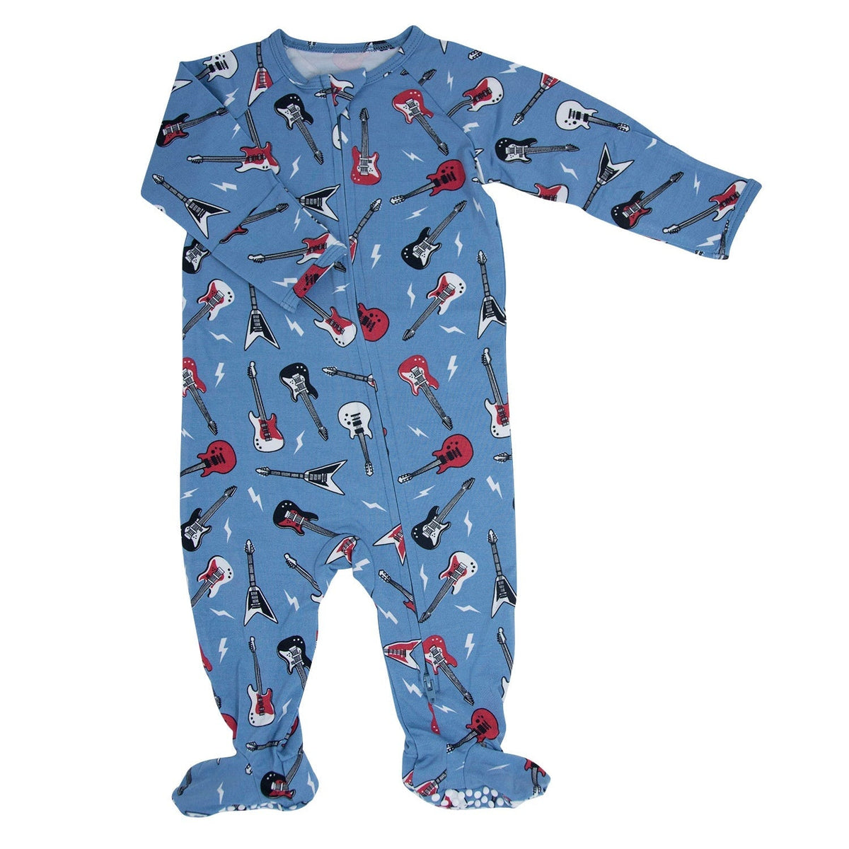Electric Guitars Rockstar Zipper Footie — Sweet Bamboo