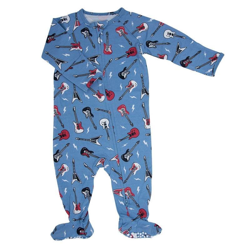 Electric Guitars Rockstar Zipper Footie — Sweet Bamboo