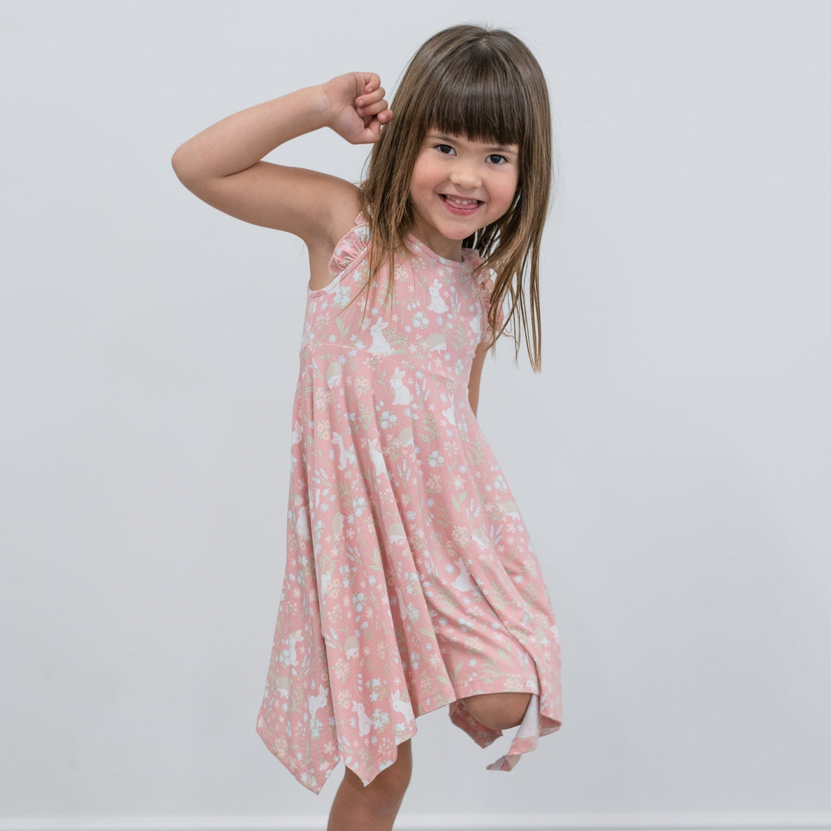 Pink Bunny Floral Emma's Racerback Dress — Sweet Bamboo