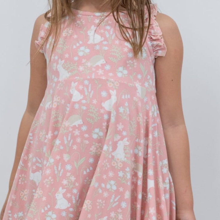 Pink Bunny Floral Emma's Racerback Dress — Sweet Bamboo