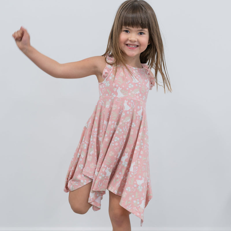 Pink Bunny Floral Emma's Racerback Dress — Sweet Bamboo