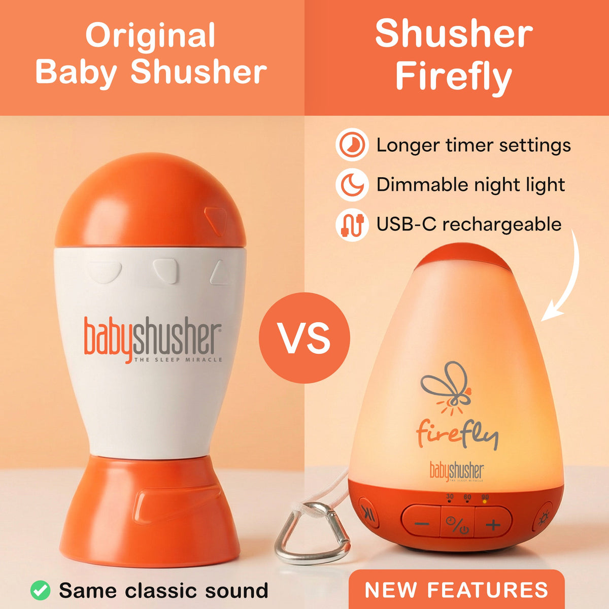 Baby Shusher Firefly – Portable Sound Machine & Night Light with Real Shushing Sound — Shusher