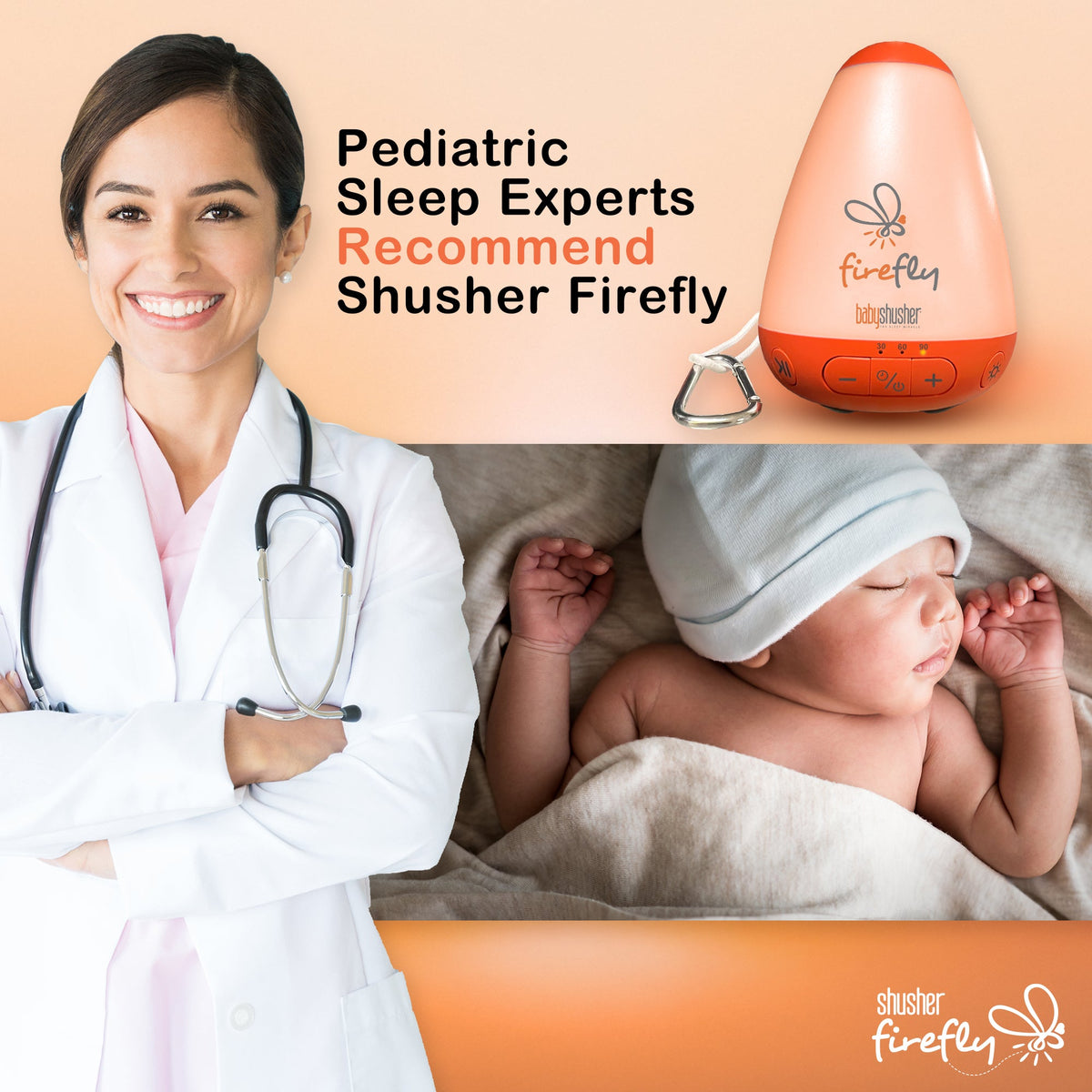 Firefly Portable Baby Sound Machine + Shushie Pacifier 2-Pack Bundle — Shusher