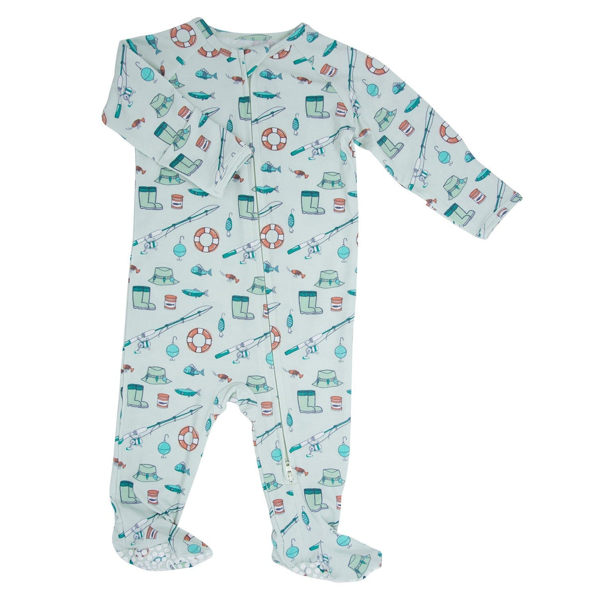 Fishing Poles Baby Zippered Footie — Sweet Bamboo