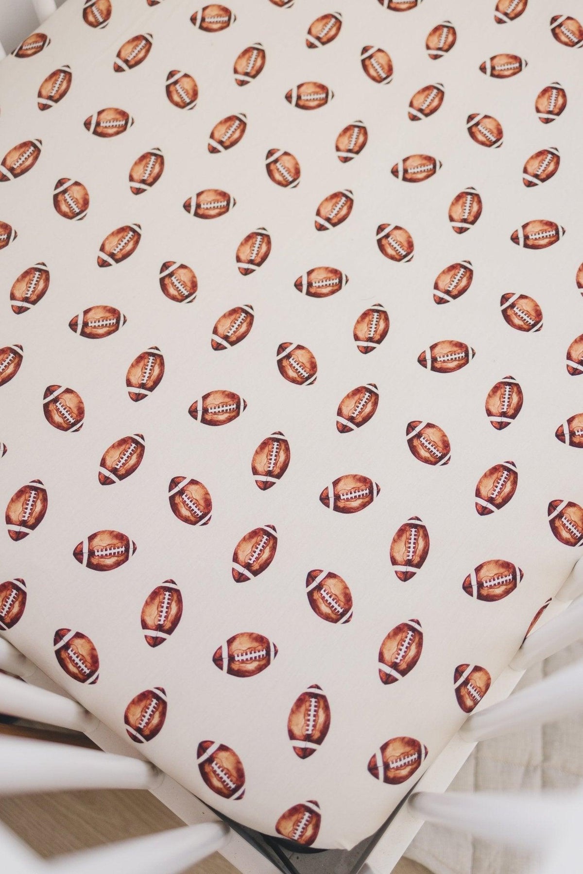 Football Print Bamboo Crib Sheet — Little Joy Co.