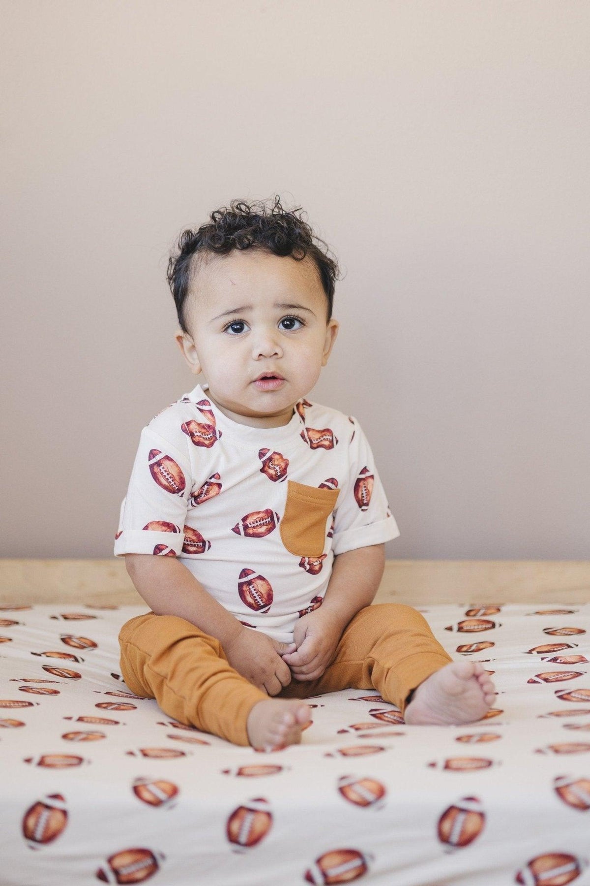 Football Print Bamboo Crib Sheet — Little Joy Co.