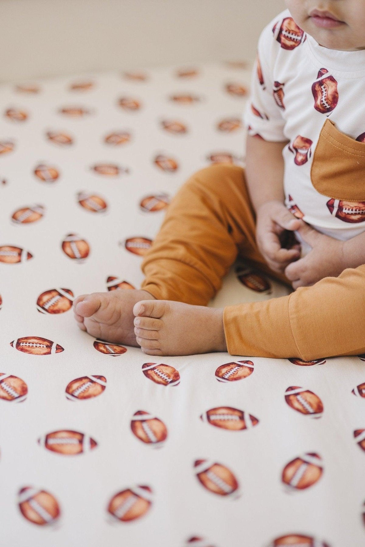 Football Print Bamboo Crib Sheet — Little Joy Co.