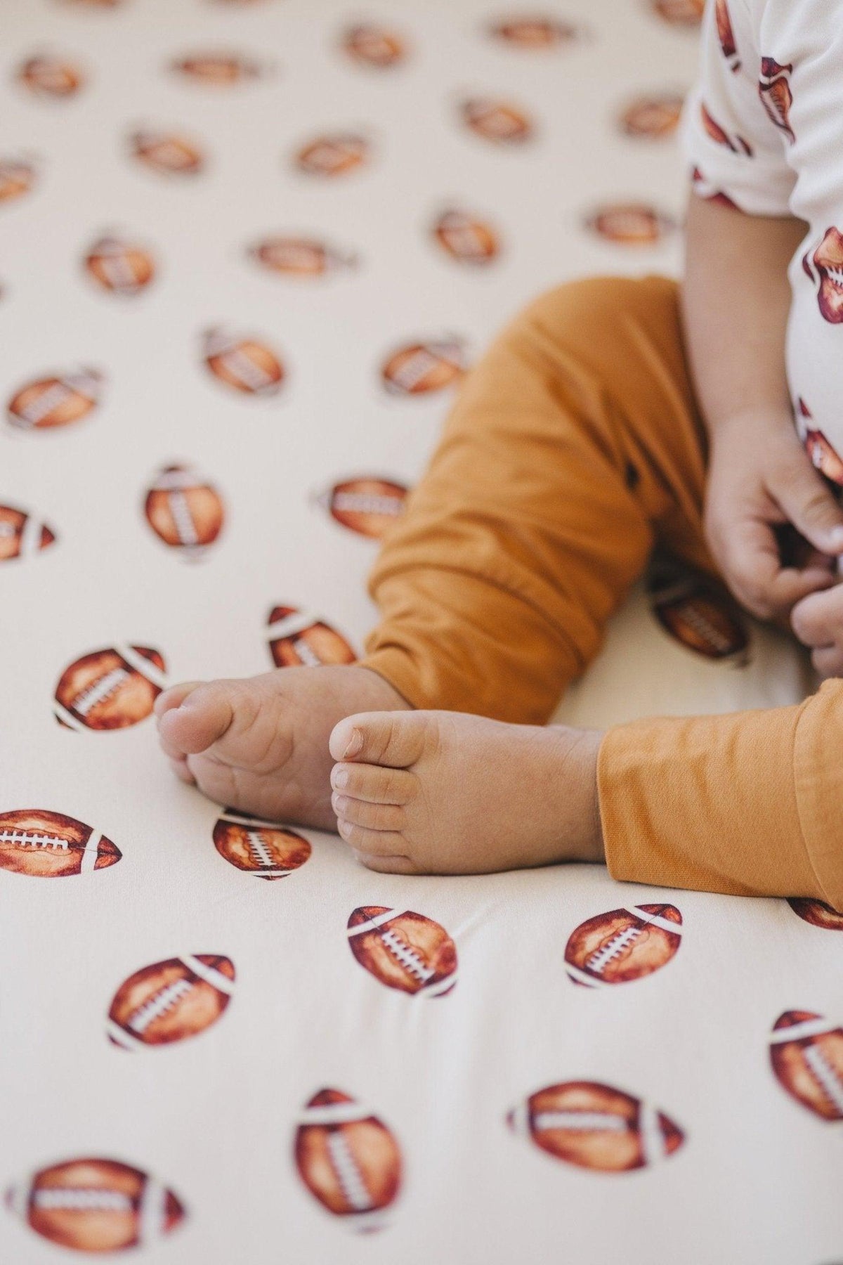 Football Print Bamboo Crib Sheet — Little Joy Co.