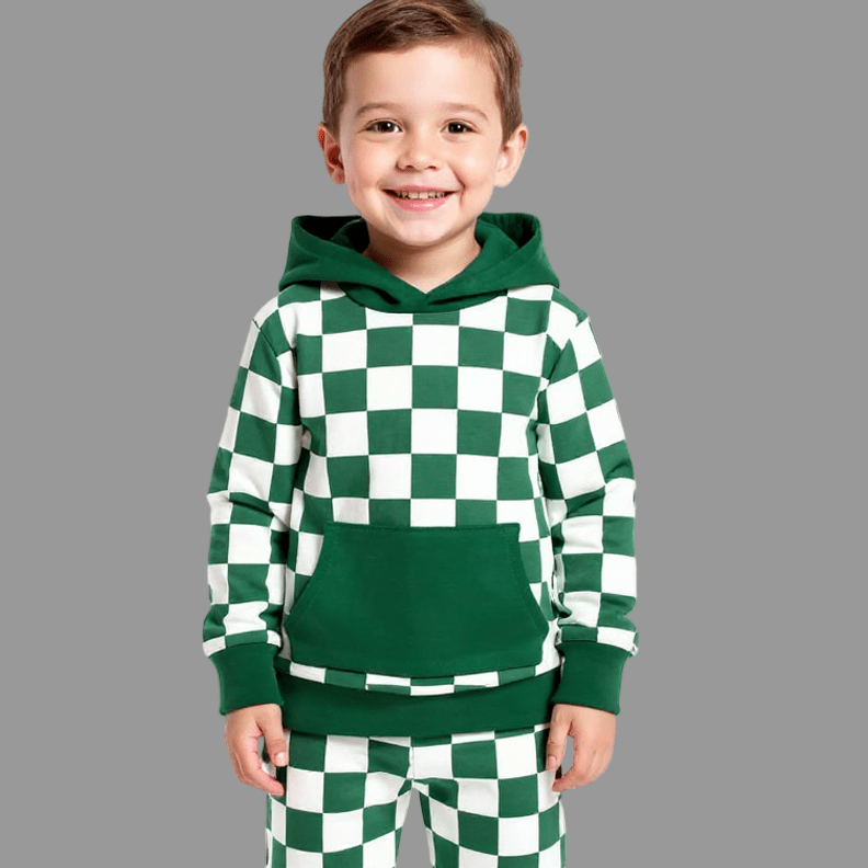 Greatest Green Checker Hooded Jogger Set — Sweet Bamboo
