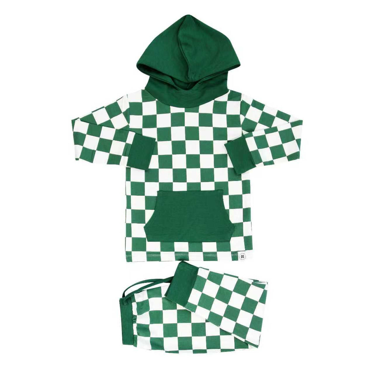 Greatest Green Checker Hooded Jogger Set — Sweet Bamboo