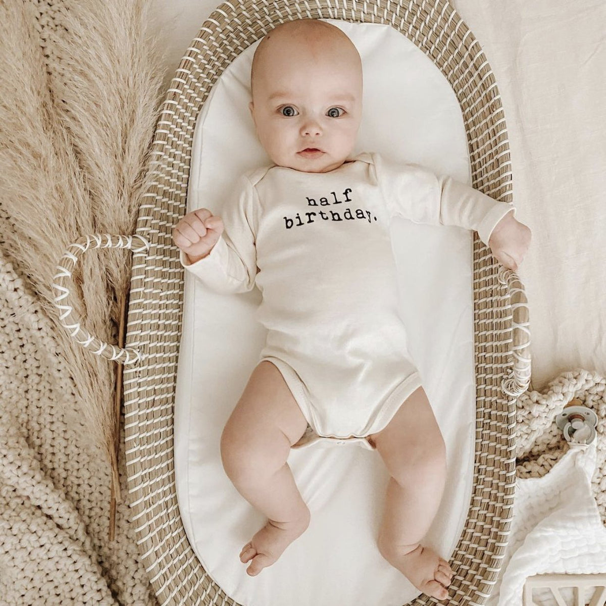 Half Birthday Organic Bodysuit Long Sleeve — Tenth & Pine