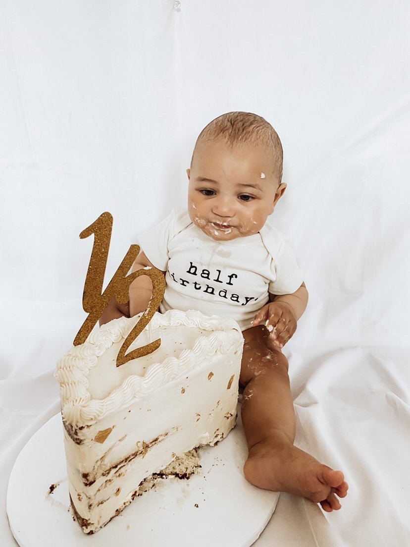 Half Birthday Organic Baby Bodysuit — Tenth & Pine