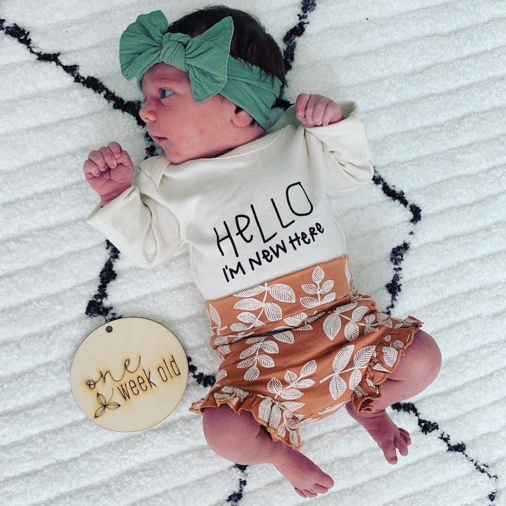 Hello I'm New Here Organic Bodysuit Long Sleeve — Tenth & Pine