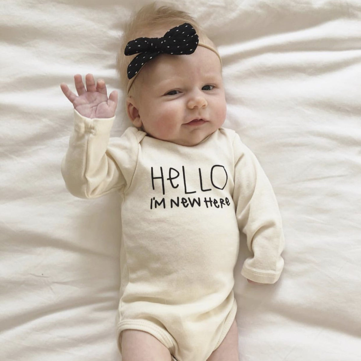 Hello I'm New Here Organic Bodysuit Long Sleeve — Tenth & Pine