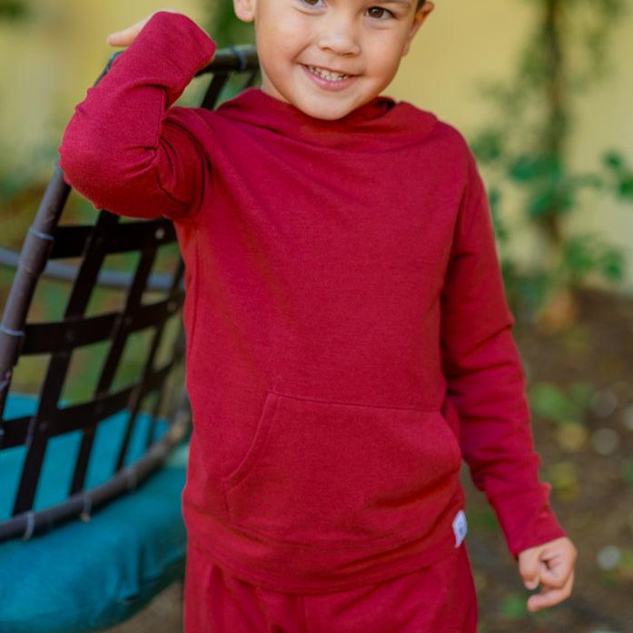 Hooded Jogger Set Rhubarb Red — Sweet Bamboo