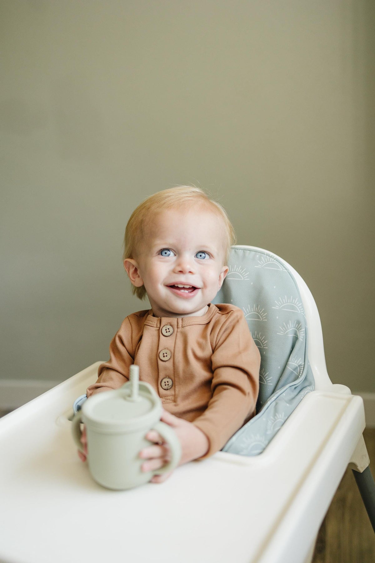 Sage Green Suns IKEA Antilop Highchair Cushion Cover - Wipeable, Highchair Accessories — Little Joy Co.